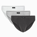 Atlantic Herren Slipy Sport – Bequeme Unterwäsche, 100% Baumwolle, Klassische Passform, 3er Pack, Weiß, Grau, Schwarz, Ideal für Alltag, Innenliegender Gummibund, Ohne Muster, Basic Kollektion