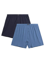 Atlantic Herren Boxershorts Set – Bequeme Baumwollunterwäsche mit Grafikmuster, Weicher Bund, 2er Pack, Navy & Blau, Frühjahr/Sommer Kollektion 2025