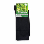 Men's socks Steven art.086 made of extremely breathable bamboo viscose, graphite color, no pattern Bamboo fiber socks art.086