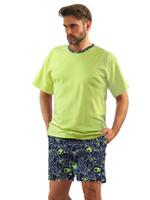 Piżama Męska Krótki Rękaw Bawełna