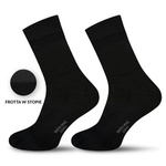 Black men's socks without pattern with delicate ribbing Half terry merino wool socks art 130