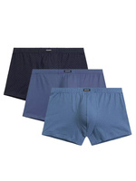 Atlantic Herren Boxershorts Set – Bequeme Baumwolle mit Elastan, Hoher Tragekomfort, Klassischer Schnitt, 3er Pack, Navy und Blau, Print-Design, Ideal für Alltag, Frühjahr/Sommer 2025 Kollektion