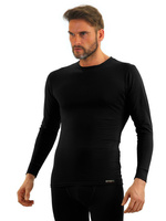Sesto Senso Herren Langarmshirt – Elastisches und Atmungsaktives Material, Baumwolle mit Elastan, Flachnähte, Perfekte Passform, Ideal für Kühle Tage, Schwarz, Größe M-L, Art. 123