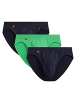 Atlantic Herren Sport Slips – Bequeme Unterwäsche, 95% Baumwolle, 5% Elastan, Print, 3er Pack, Grau/Schwarz/Blau/Grün, Frühling/Sommer 2025 Kollektion