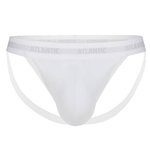 Atlantic Herren Jockstrap Slips – Bequeme Unterwäsche aus 95% Baumwolle, 5% Elastan, Weiß, Ohne Muster, Externe Gummiband, Sexy Kollektion, MP-1571, für Männer