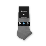 Men's socks foot socks Steven gray without pattern, non-pressure welt Socks 100% cotton Art. 042