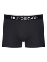 Henderson Herren Boxer Shorts – Bequeme Unterwäsche aus Baumwolle mit Elastan, Längerer Schnitt, Breiter Bund mit Logo, Nahtloser Beinabschluss, Schwarz, Modell 35218, Premium Linie, Vielseitig, Klassisch