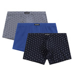 3-Pack Szorty Męskie Mix Wzorów Cotton Stretch Niebieskie Szare