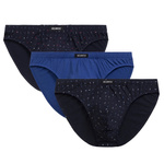 Atlantic Herren Baumwoll Slips – Sportliche Unterwäsche, 3er Pack, 100% Baumwolle, Bequem & Atmungsaktiv, Dunkelblau & Blau, Print Design, Herbst/Winter Kollektion