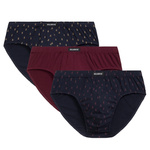 Atlantic Herren Slipy Classic Set – Bequeme Unterwäsche aus 100% Baumwolle, Print-Design, 3er Pack, Rot/Blau/Marineblau, Herbst/Winter Kollektion