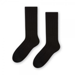 Black wool socks with high welt