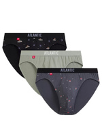 Atlantic Herren Sport Slips Set – Bequeme Baumwollunterwäsche mit Basketball-Print, Elastisch, 3er Pack, Schwarz/Grau/Grün